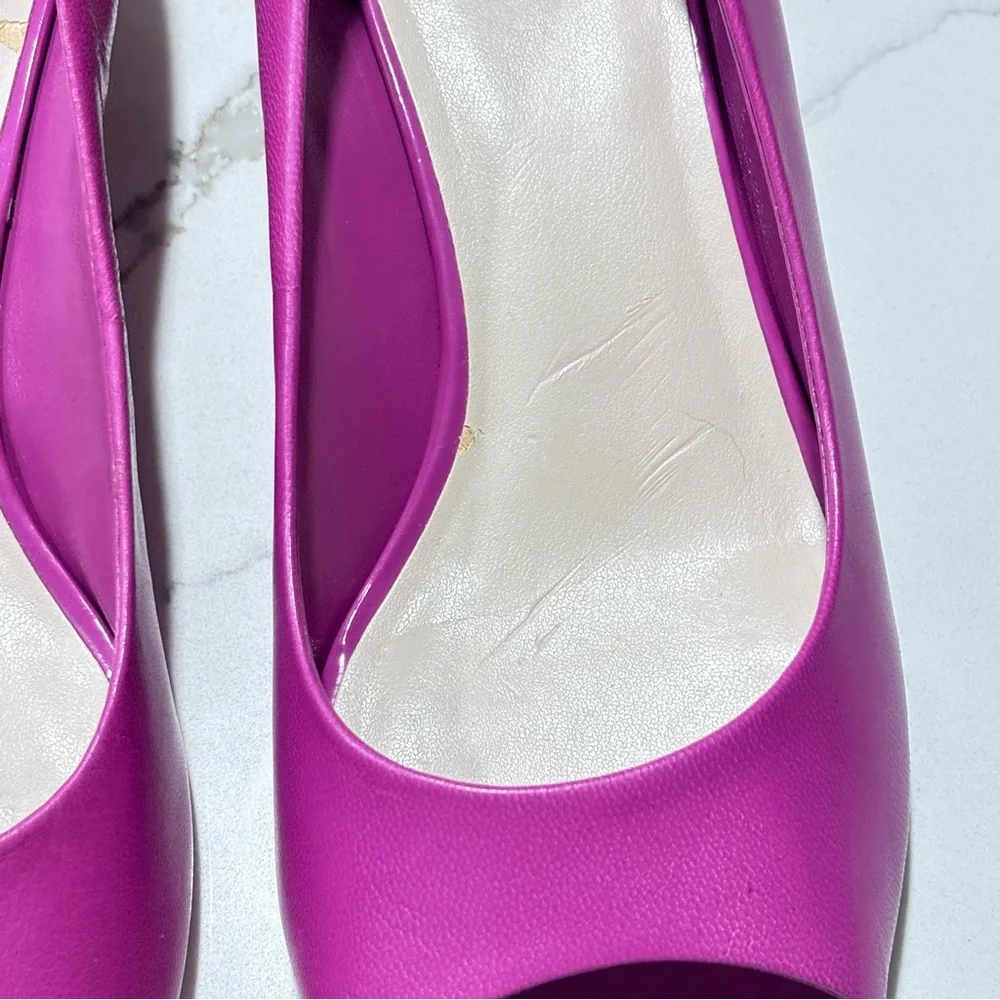 Cole Haan Women's Hot Pink Matte Finish Peep Toe Wedge Heels Cork Pumps Size 7.5